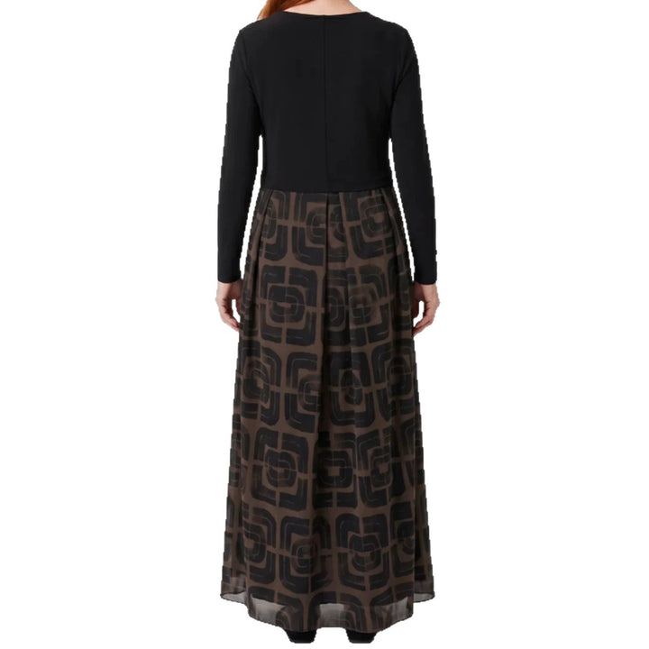 Ladies' V-neck Maxi Dress with Fitted Wrap Top and Transparent Patterned Overlay Skirt Mune Fashion