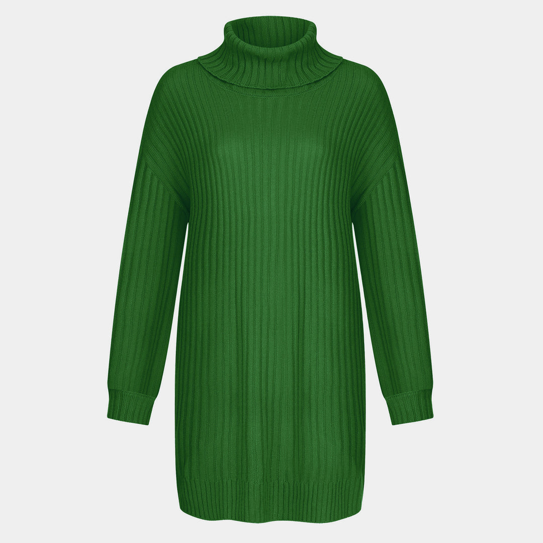 Women's Ribbed Turtleneck Tunic with Boxy Oversized Fit Mune Fashion