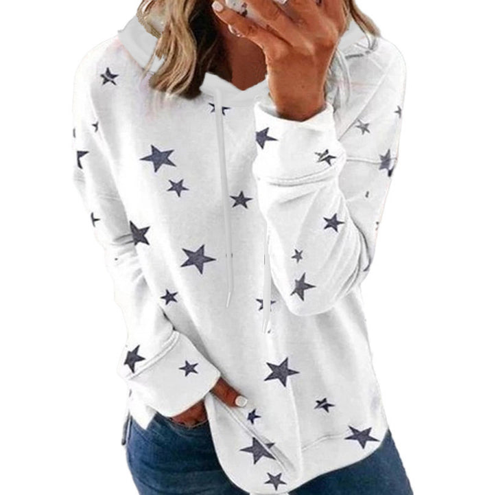 Women's Oversize Hoodie made of soft cotton blend with star print Mune Fashion