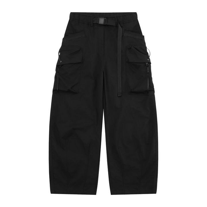 Women's Wide Cargo Culotte with Applied Pockets and Integrated Webbing Belt Mune Fashion