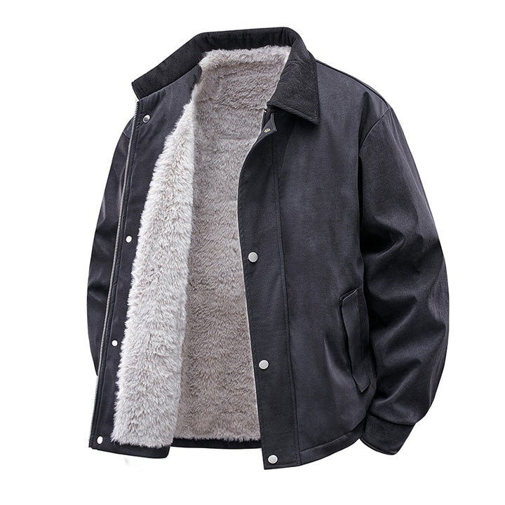 Men's Casual Faux Leather Jacket with Teddy Lining Mune Fashion 1787738670