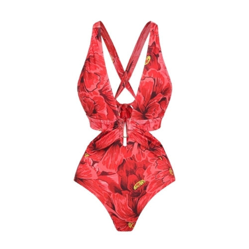 Women's One-Piece Swimsuit with Exclusive Floral Print and Stylish Straps Mune Fashion
