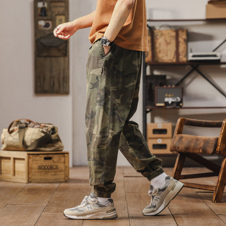Herren Camouflage Cargohose im Jogger‑Stil mit Tunnelzugbund und elastischen Bündchen Mune Fashion