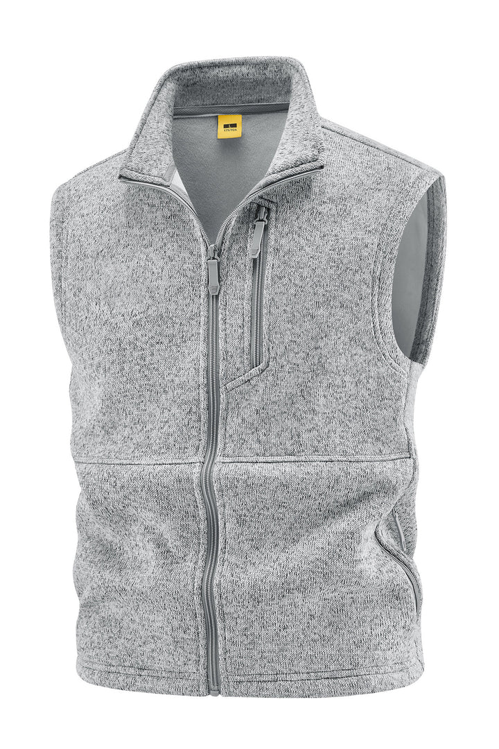Men's fleece vest with high stand collar, chest zipper and side pockets Mune Fashion