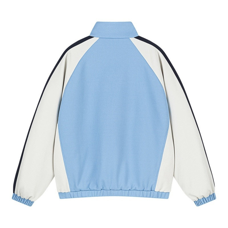 Men's Multicolored Track Jacket with Stand-Up Collar, Raglan Sleeves, and Full Zip Mune Fashion