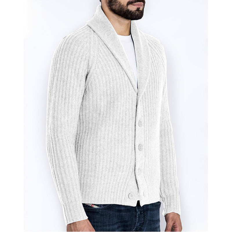 Men's ribbed cardigan with shawl collar and continuous button placket Mune Fashion