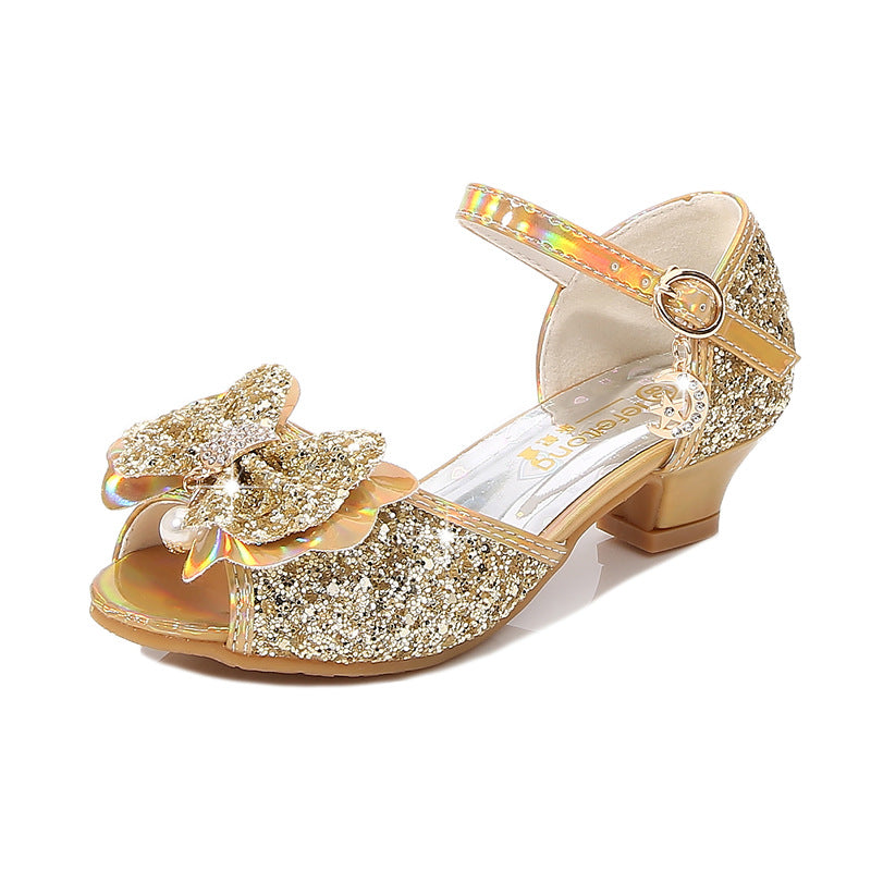 Girls Glitter Ballerinas with Bow Accent Mune Fashion