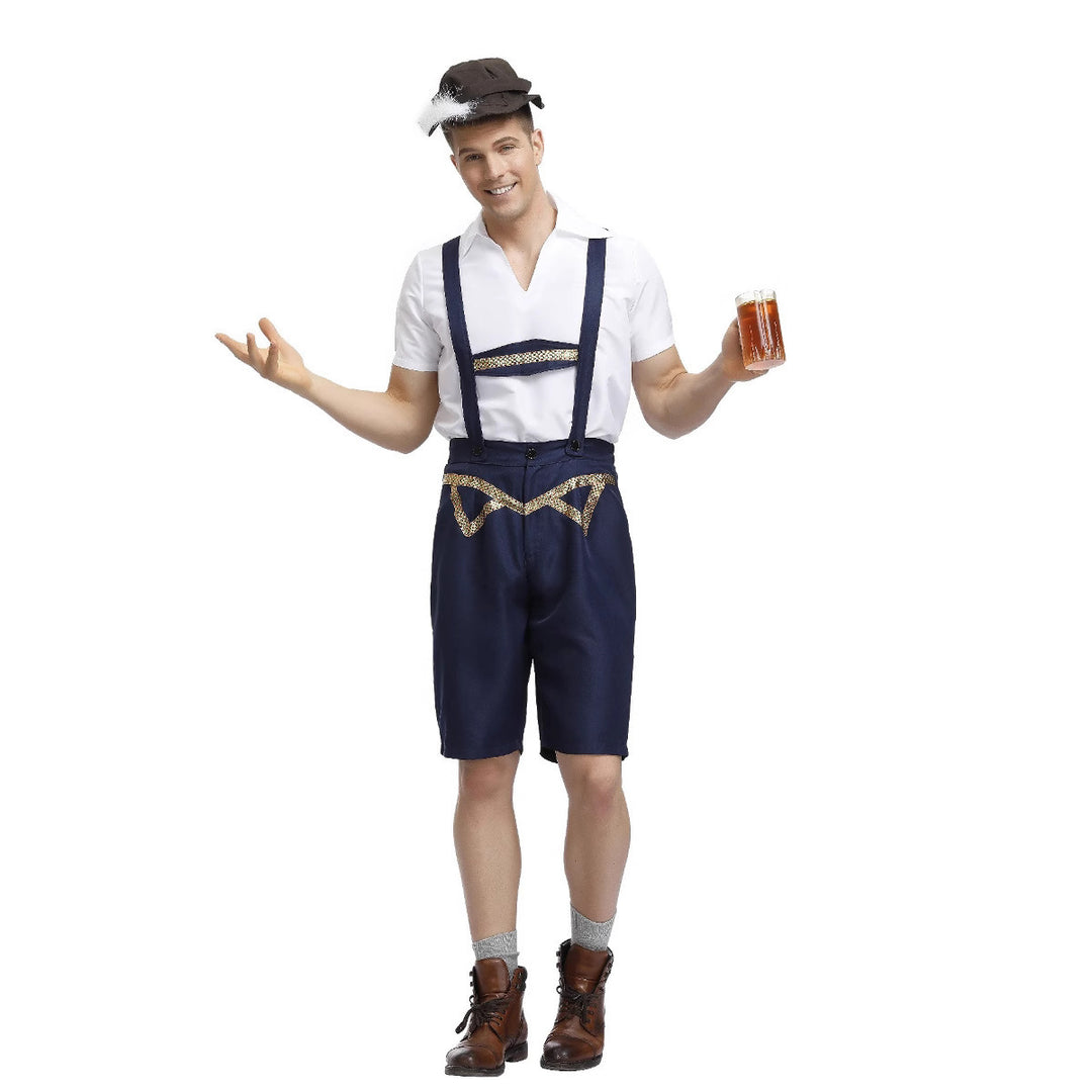 Men's traditional Oktoberfest leather shorts with adjustable straps and decorative embroidery Mune Fashion