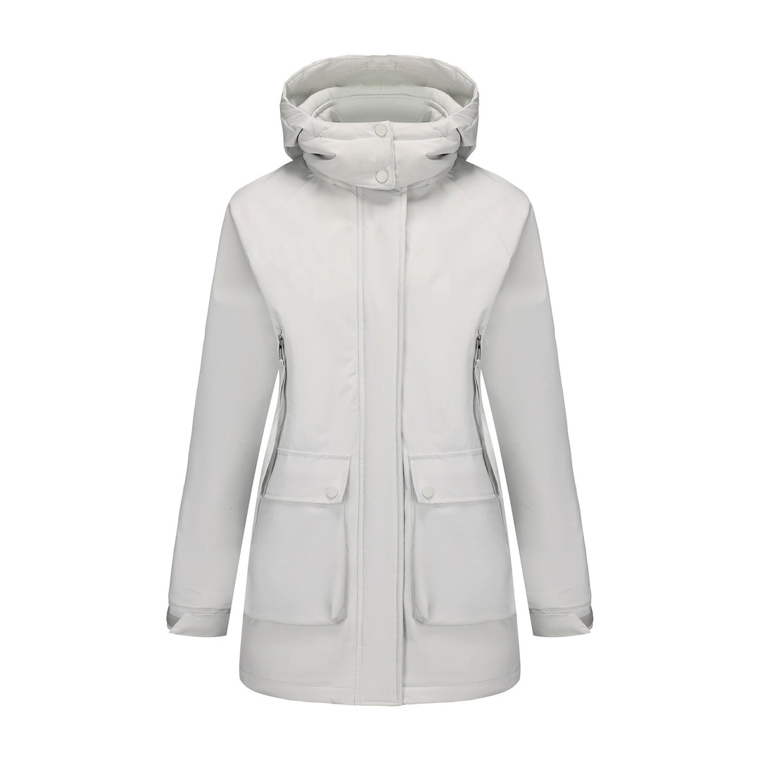 Women's lightweight hooded parka with concealed two-way zipper and patch pockets Mune Fashion