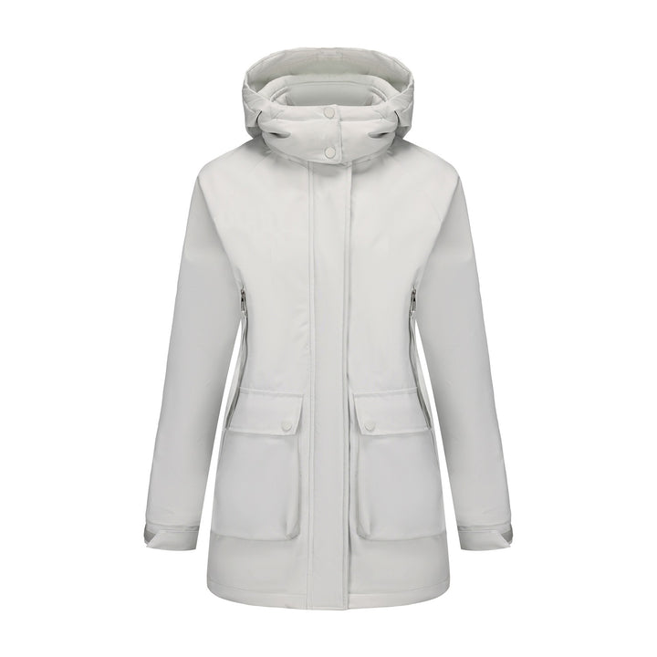 Women's lightweight hooded parka with concealed two-way zipper and patch pockets Mune Fashion