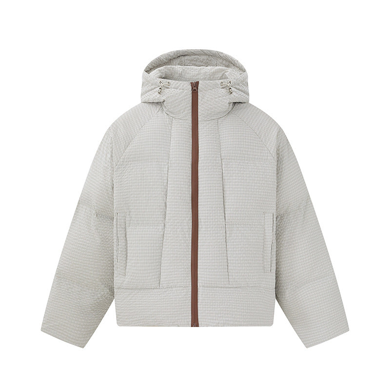Unisex short-cut padded hoodie with fine check quilting Mune Fashion