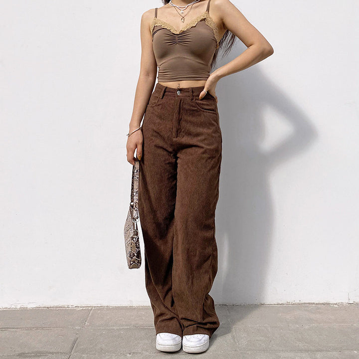 Women's high-waisted wide waistband pants in retro style Mune Fashion