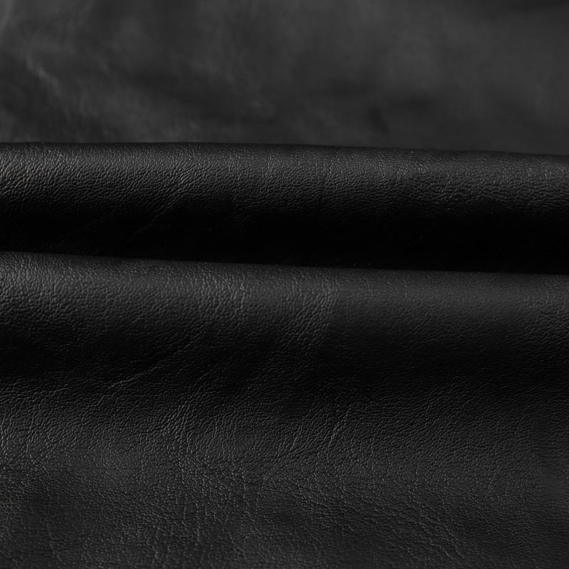 Men's motorcycle-inspired leather look jacket with stand-up collar and decorative seams Mune Fashion