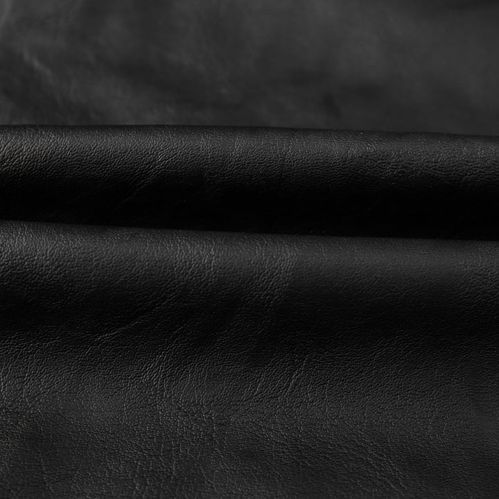 Men's motorcycle-inspired leather look jacket with stand-up collar and decorative seams Mune Fashion
