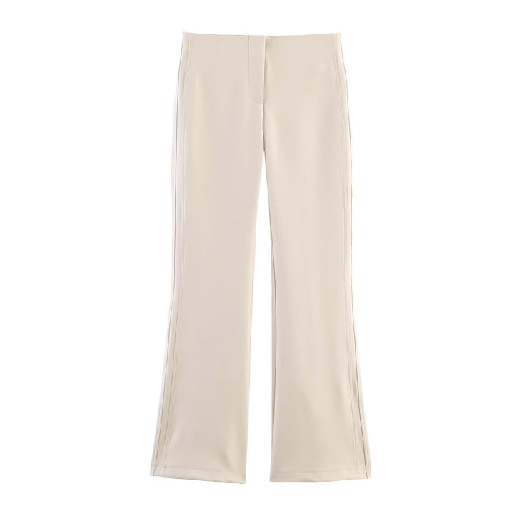 Women High-waisted Flared Trousers with Seam-Emphasized Sides and Stretch Mune Fashion