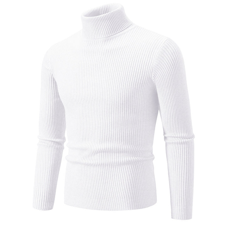 Men's narrow ribbed knit turtleneck sweater made of cotton mix with stretch Mune Fashion