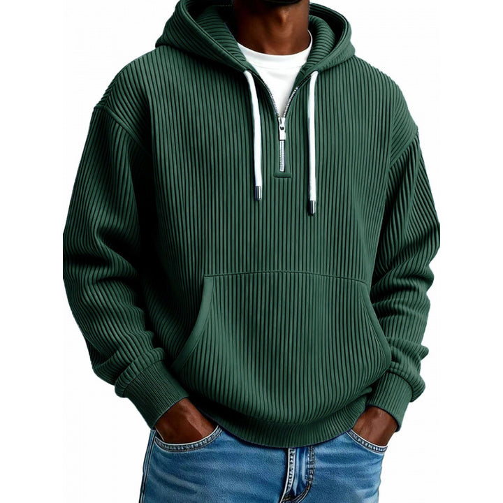 Men's Comfortable Hooded Sweater with High Zipper Mune Fashion