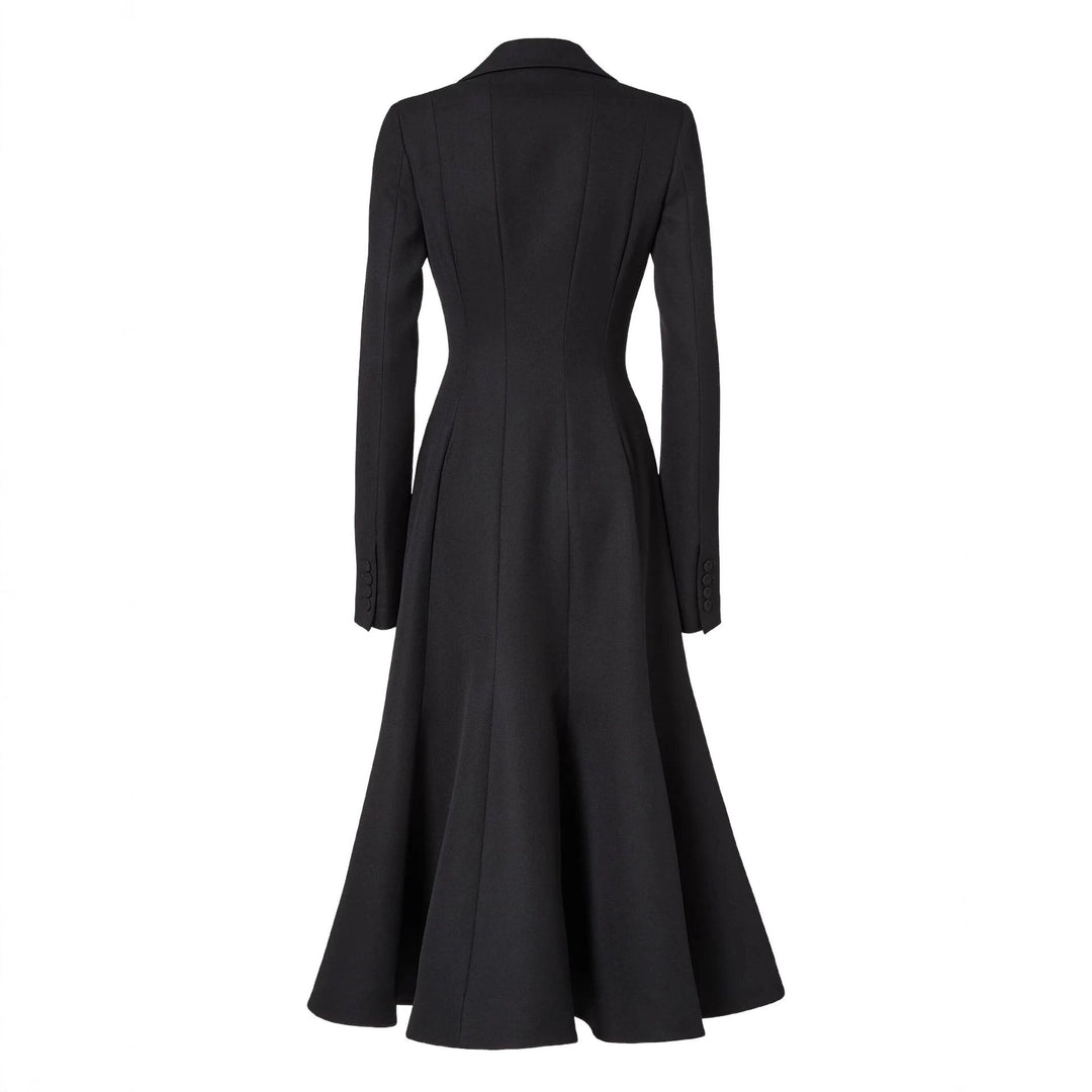 Women tailored long blazer coat with flared skirt part Mune Fashion
