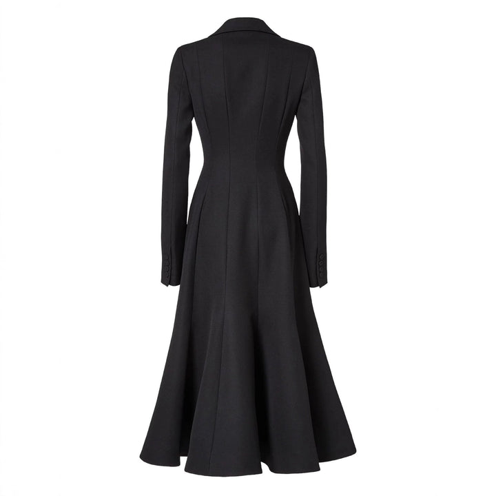 Women tailored long blazer coat with flared skirt part Mune Fashion