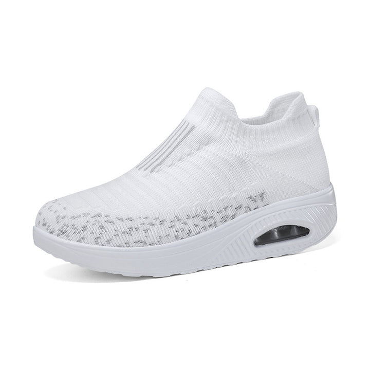 Women's knitted slip-on walking sneakers with anatomical pronation support, air-cushioned midsole, and sock-like shaft Mune Fashion