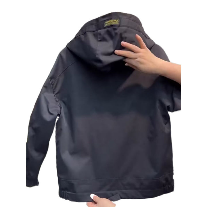 Men's Lightweight Utility-Style Hooded Jacket with Interior Organization and Front Zipper Mune Fashion