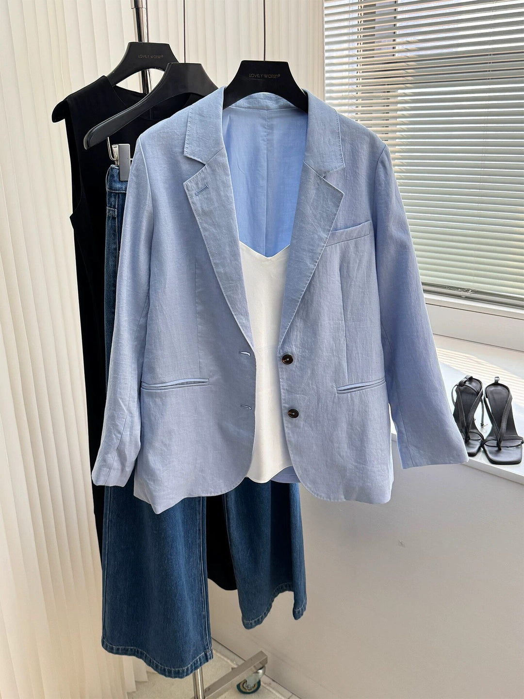 Women Stylish Linen Blazer with Two Pockets Mune Fashion