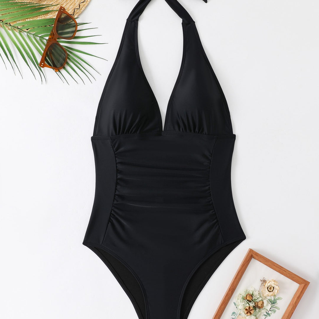 Ladies One-Piece Swimsuit with Fashionable Tie-Strap Design Mune Fashion