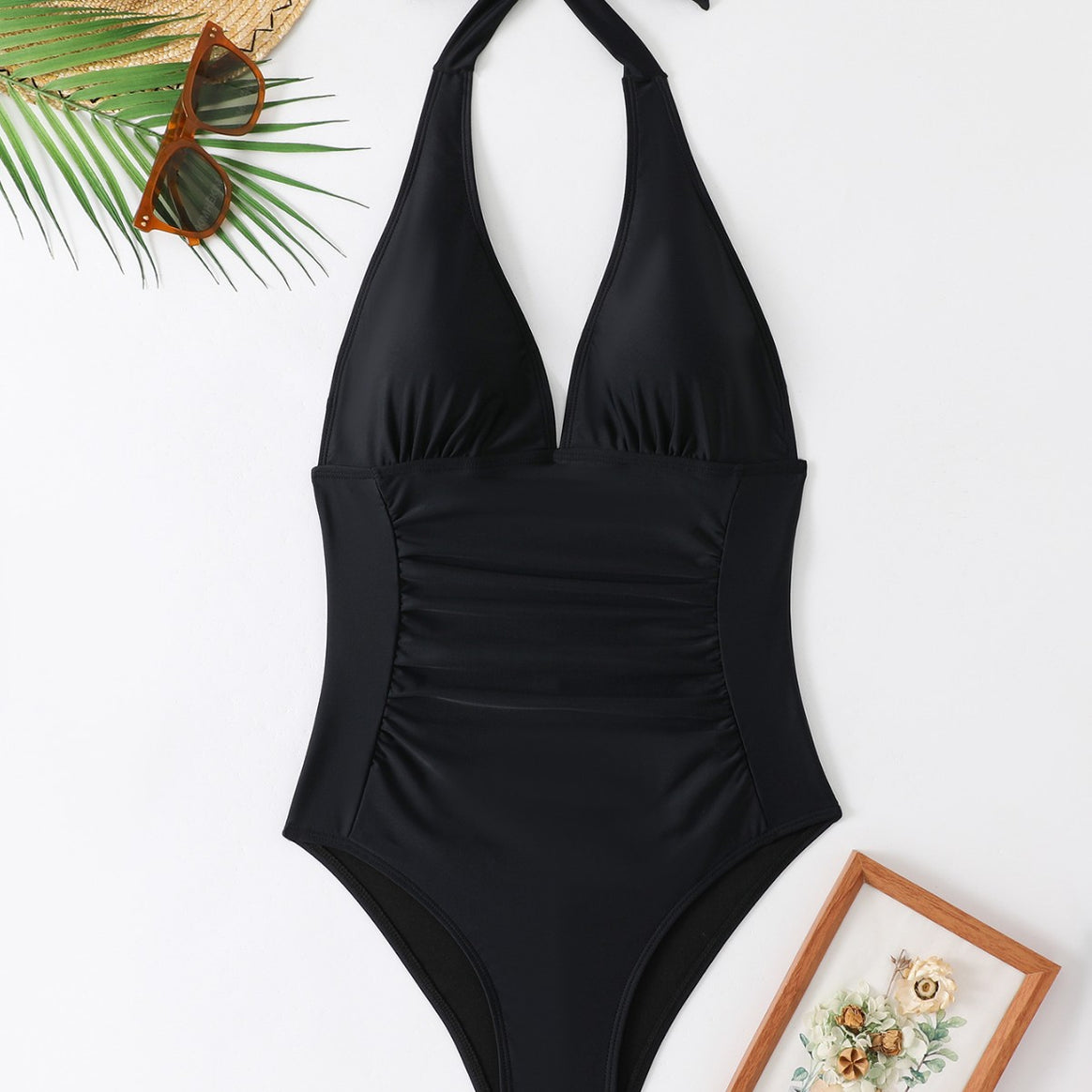 Ladies One-Piece Swimsuit with Fashionable Tie-Strap Design Mune Fashion