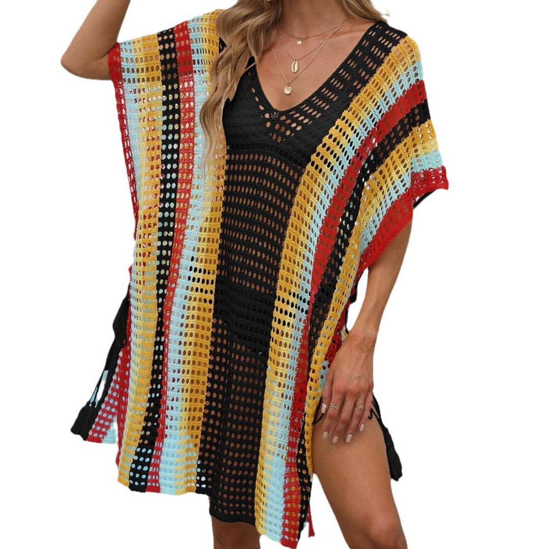 Women’s casual crochet beach cover-up with colorful pattern Mune Fashion