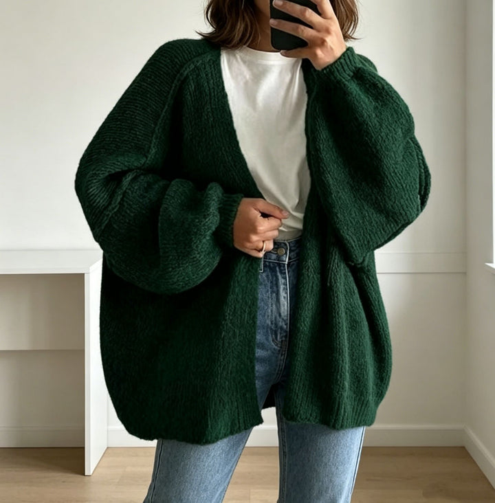 Women's Oversized Chunky Knit Cardigan with Wide Sleeve Mune Fashion