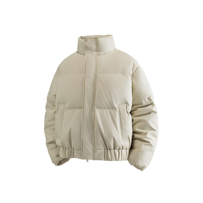 Ladies Cropped Puff Quilted Jacket with High Stand Collar, Elastic Waistband and Concealed Zipper Placket Mune Fashion