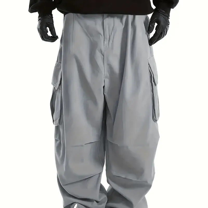 Men's Baggy Cargo Pants with oversized fit, elastic drawstring waistband & multiple flap pockets Mune Fashion