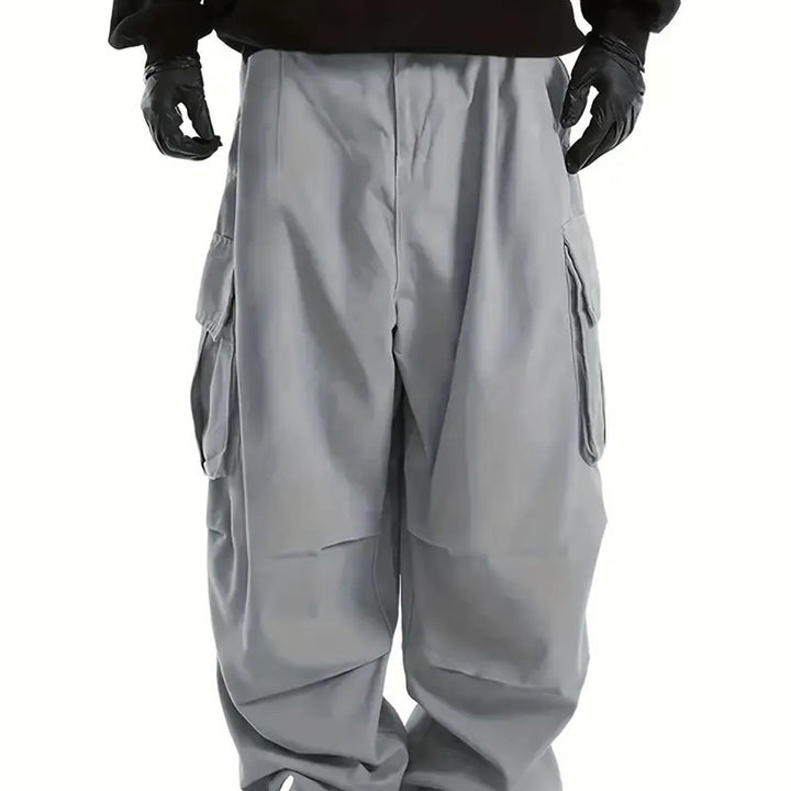 Men's Baggy Cargo Pants with oversized fit, elastic drawstring waistband & multiple flap pockets Mune Fashion