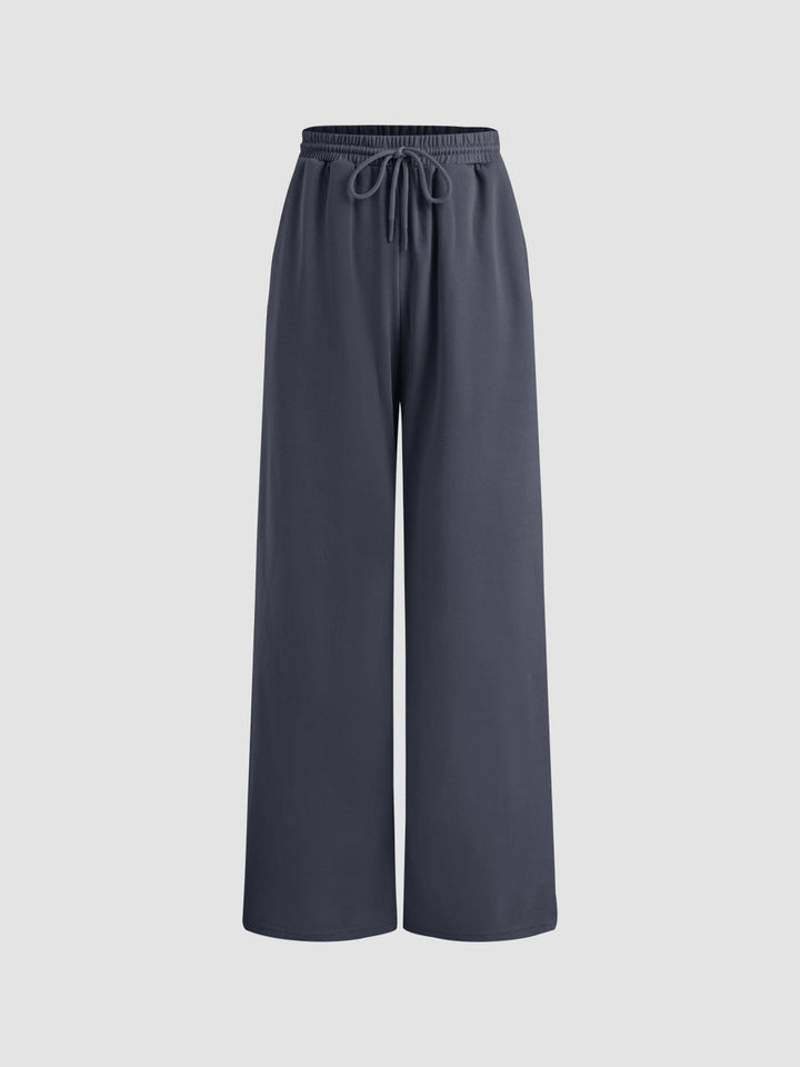 Women's Wide Lounge-Cuffed Sweatpants with Drawstring and Relaxed Fit Drune