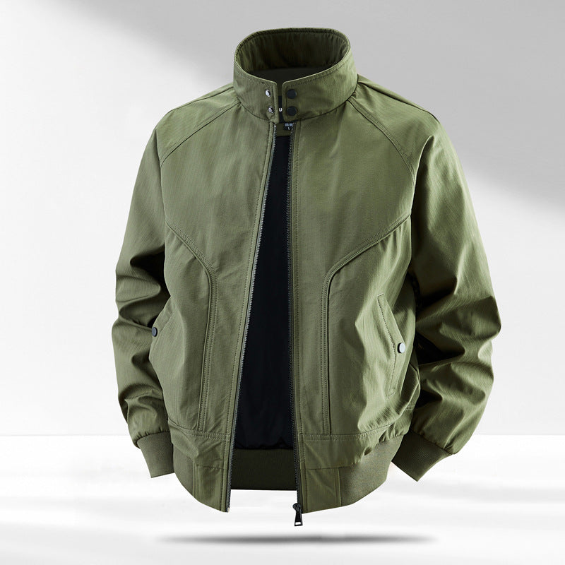 Men's windproof quilted bomber jacket with stand collar, ribbed cuffs, and padded lining Mune Fashion