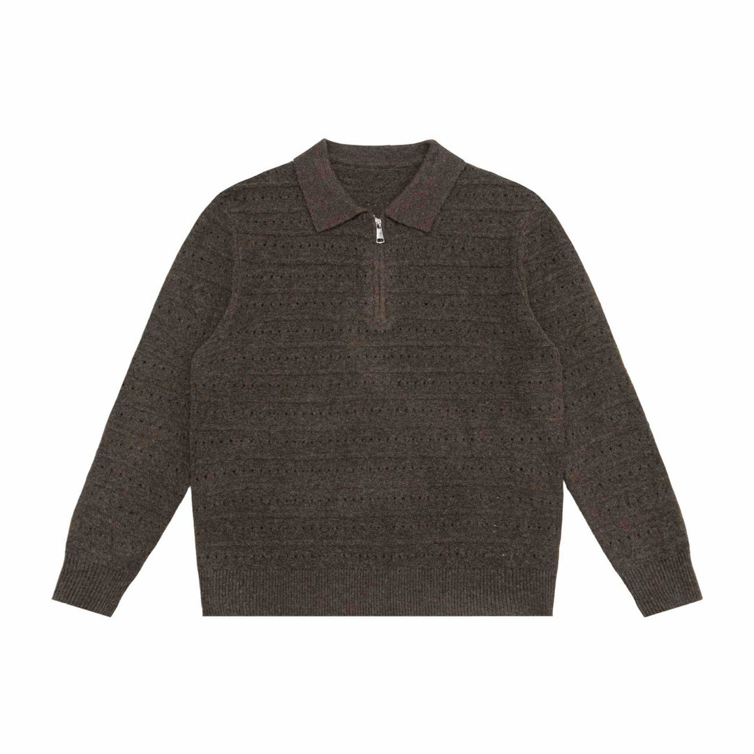 Men's knit polo shirt with half zipper and structured knit Mune Fashion