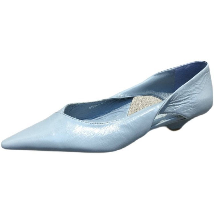 Women Refined Lace Ballet Flats with supple Leather Upper Mune Fashion