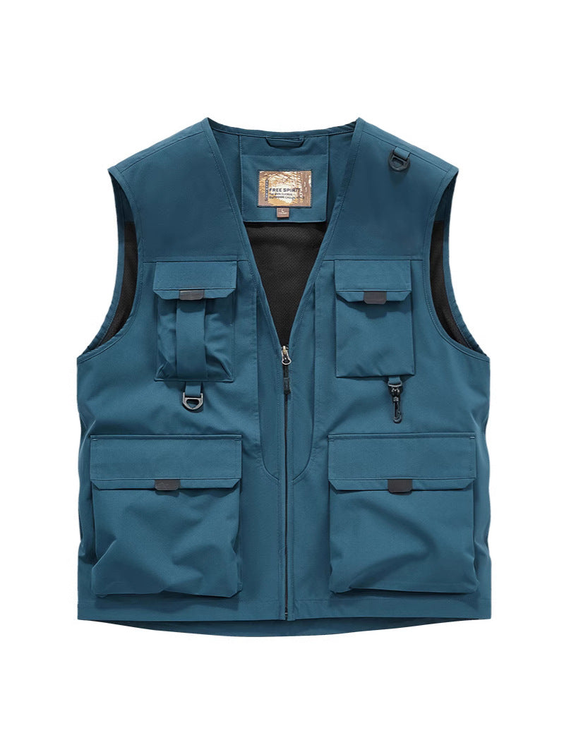 Men's Multifunctional Utility Vest with Multiple Pockets and Durable Zipper Mune Fashion
