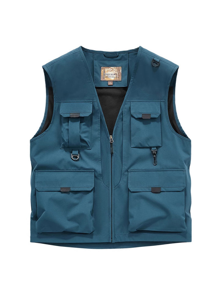 Men's Multifunctional Utility Vest with Multiple Pockets and Durable Zipper Mune Fashion