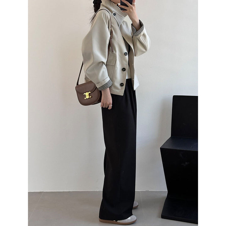 Women Boxy Transitional Jacket with Cord Collar and Large Flap Pockets Mune Fashion