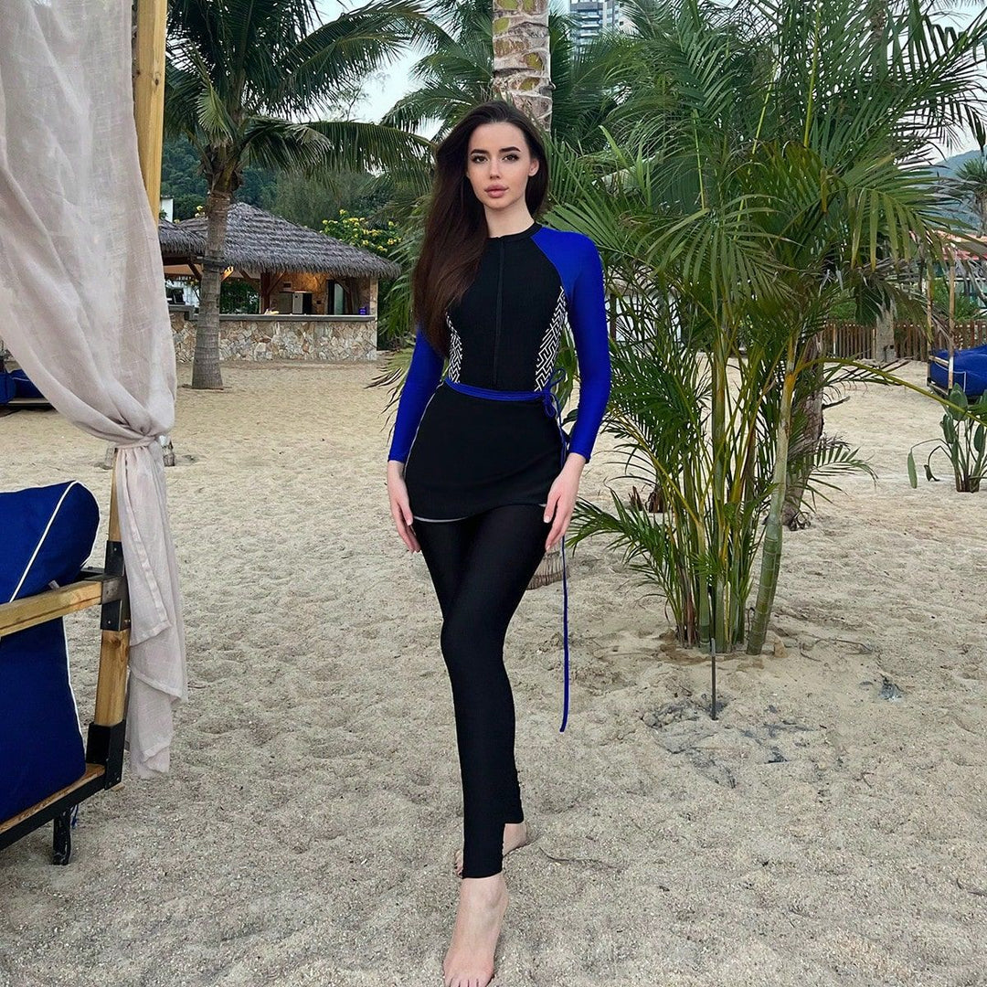 Ladies sporty UV protection swimsuit with long sleeves and skirt Mune Fashion
