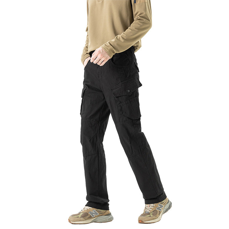 Herren Gerade geschnittene Utility-Cargohose mit Knieabnähern, Mehrfachklappentaschen und verstärkten Nähten Mune Fashion