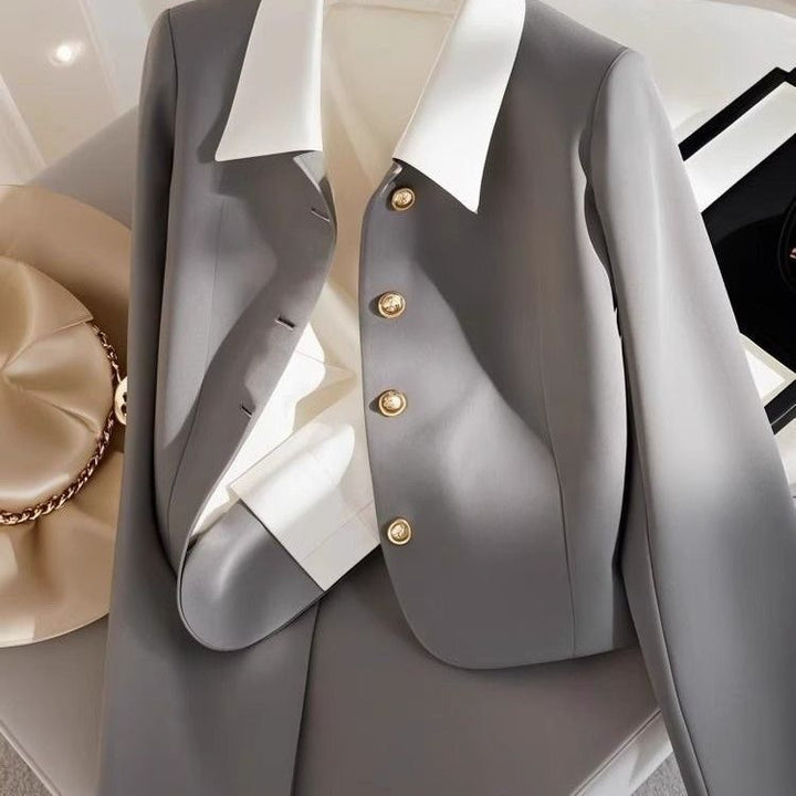 Women Elegant Blazer with Gold Buttons Mune Fashion