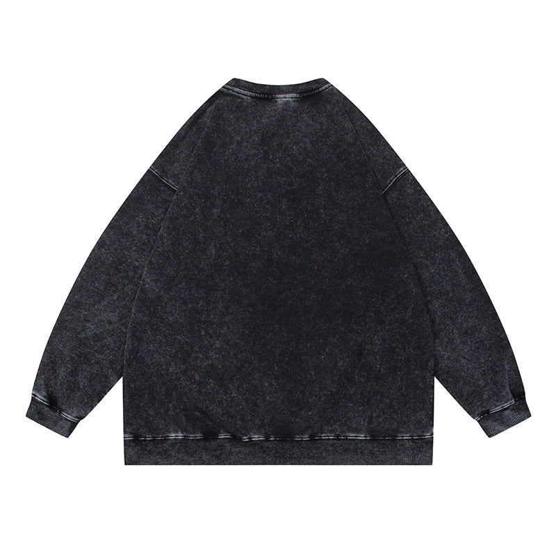 Unisex Oversize Mineralwash Round Neck Sweatshirt with Raglan Sleeves and Ribbed Cuffs Mune Fashion