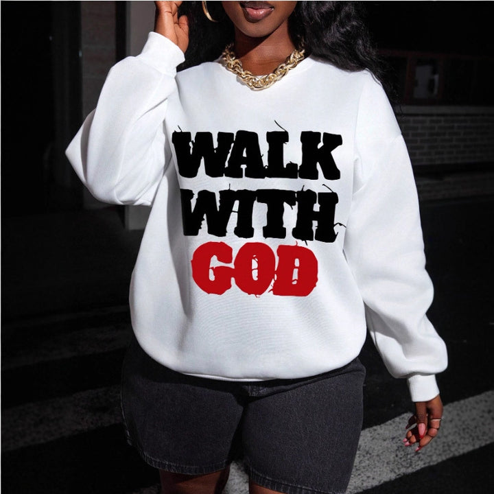 Women nan statement sweatshirt with religious typo print, oversized cut, round neck and soft inner lining Mune Fashion