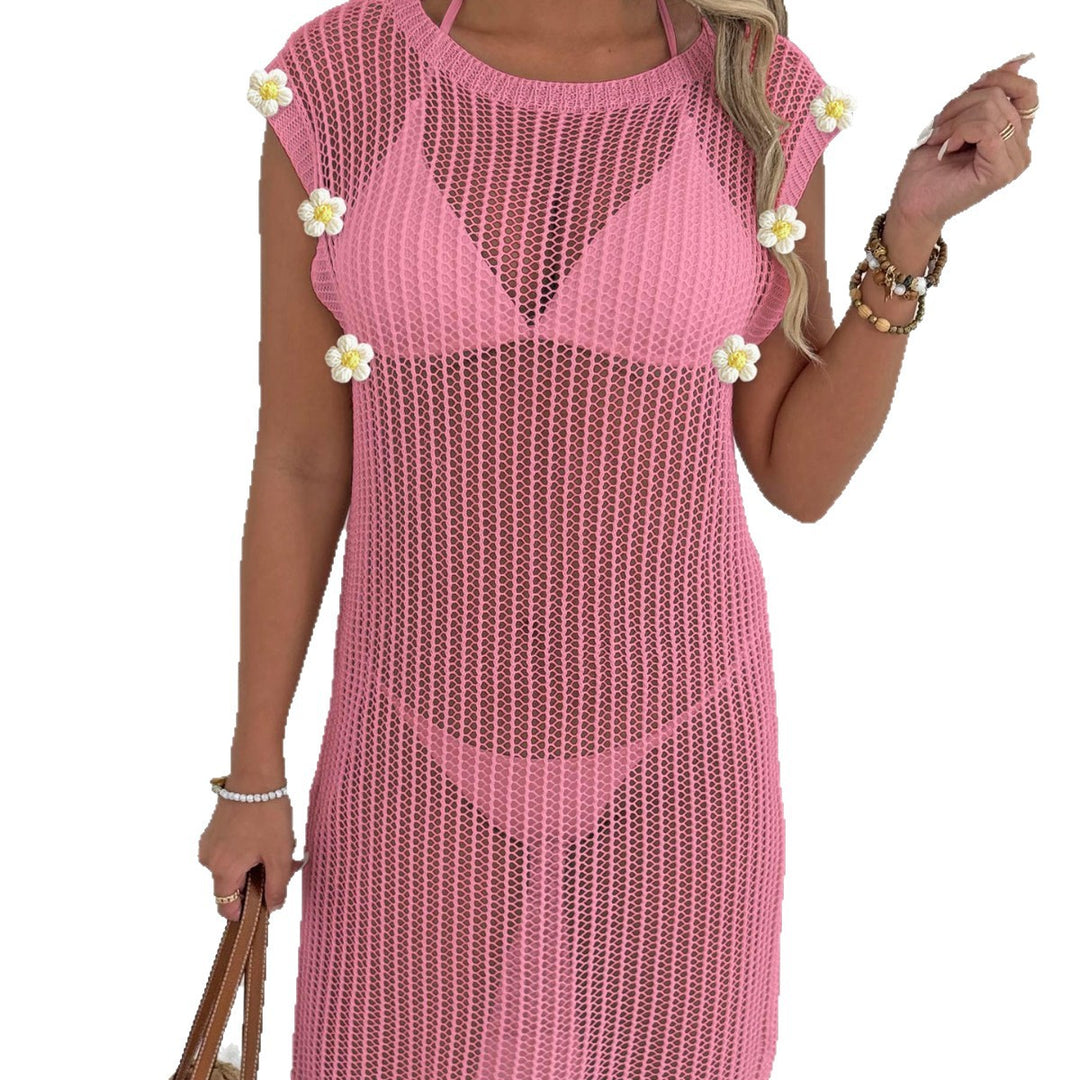 Women airy net beach dress with fringes Mune Fashion
