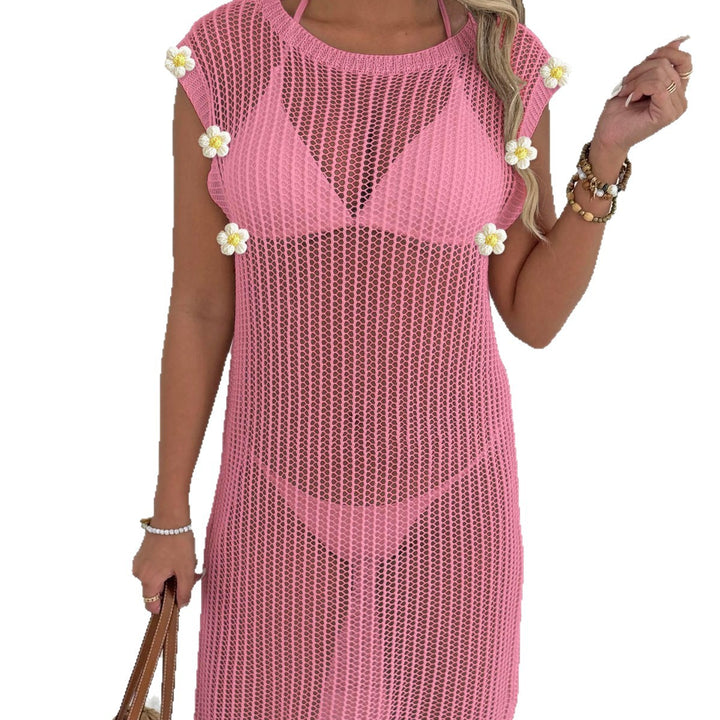 Women airy net beach dress with fringes Mune Fashion