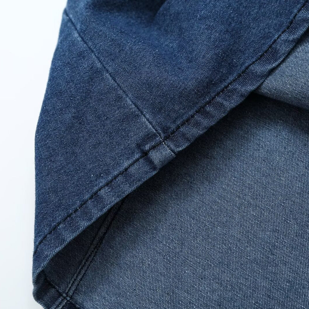 Women's Tailored Jeans Top with Keyhole Cutout and Full Button Placket Mune Fashion