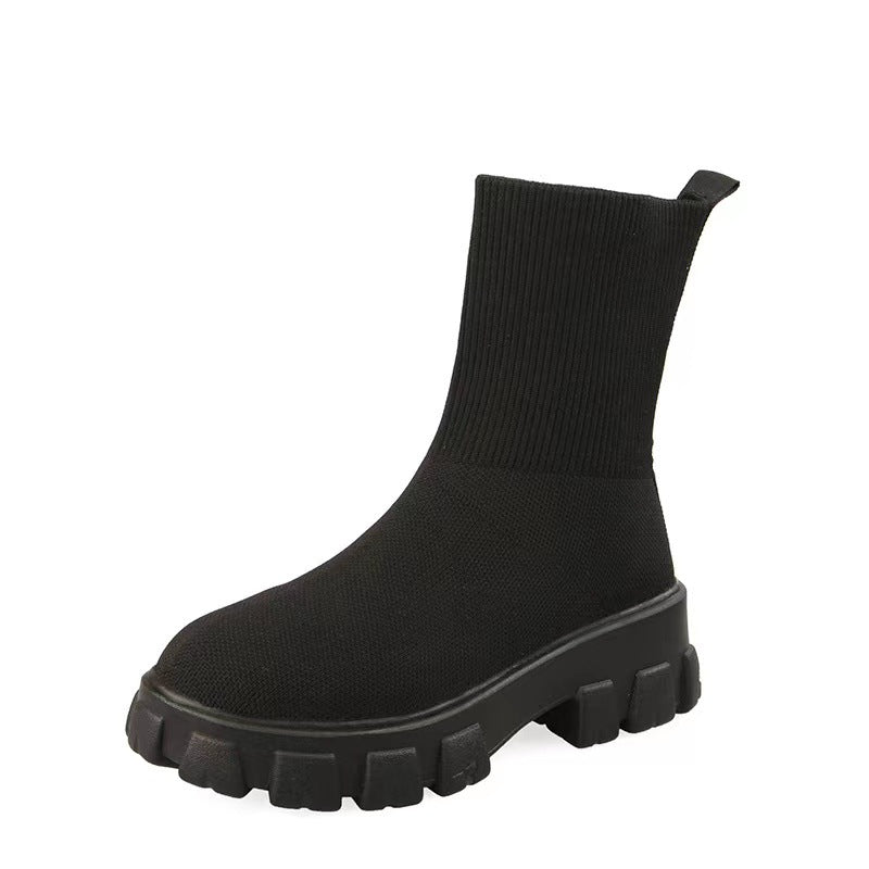 Women's knit ankle boots with sock-like shaft and distinctive profile sole Mune Fashion