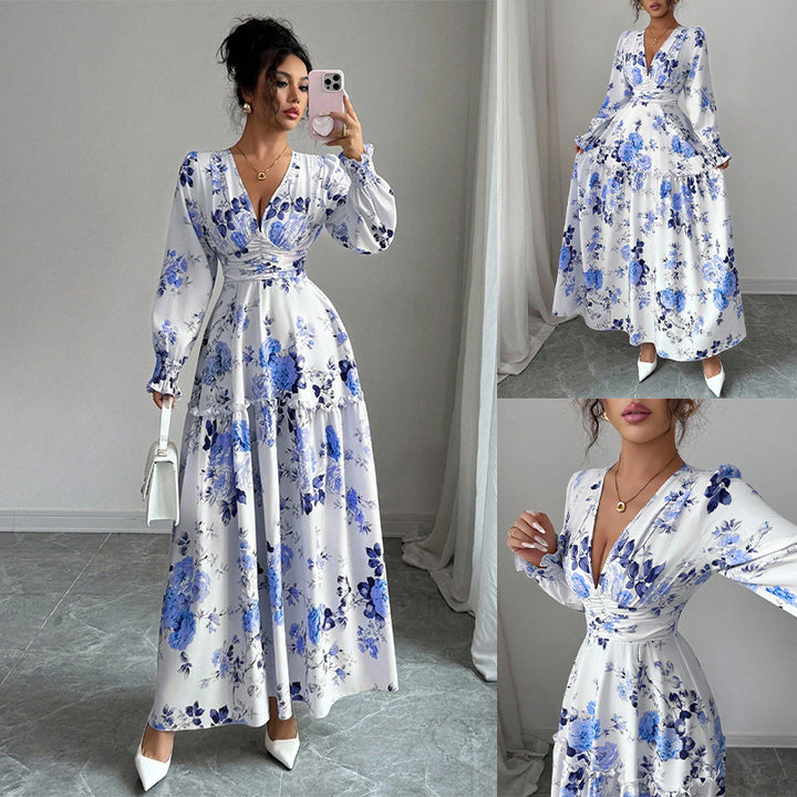 Women's Maxi Dress with Floral Details Mune Fashion